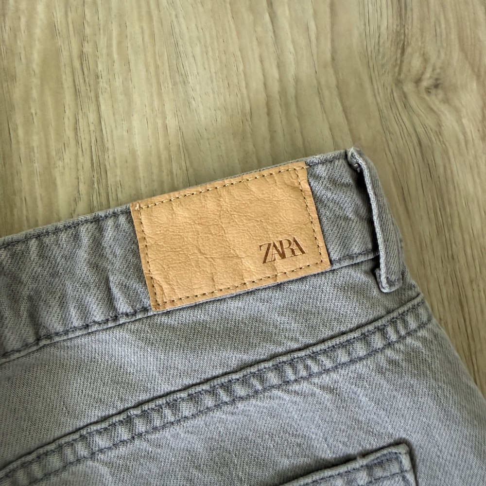 Zara Light Gray Denim Wide Leg Jeans